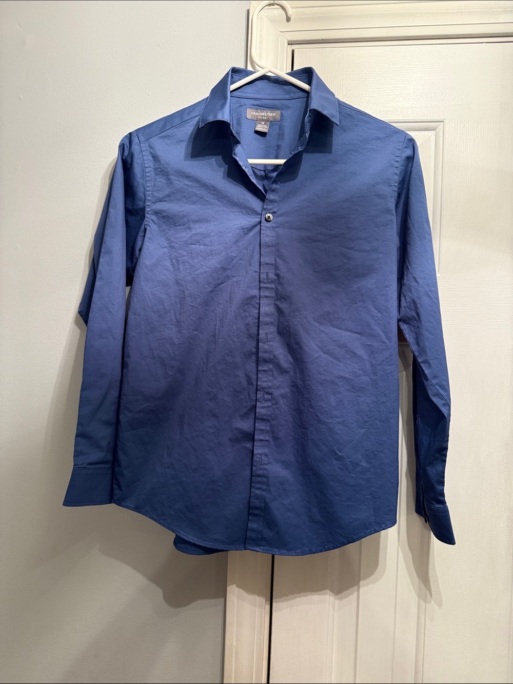 Van Heusen boys Navy Blue Spread Collar Dress Shirt